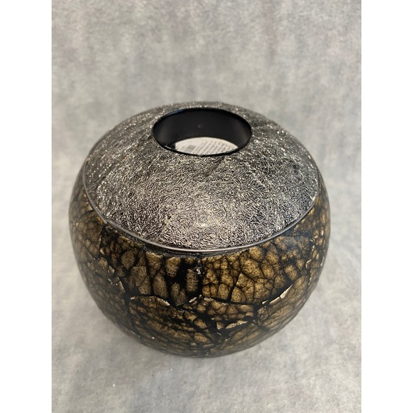 Pier 1 Tea Light Candle Holder Rock & Silver Handcrafted 5" x 4-1/4" - Picture 5 of 6